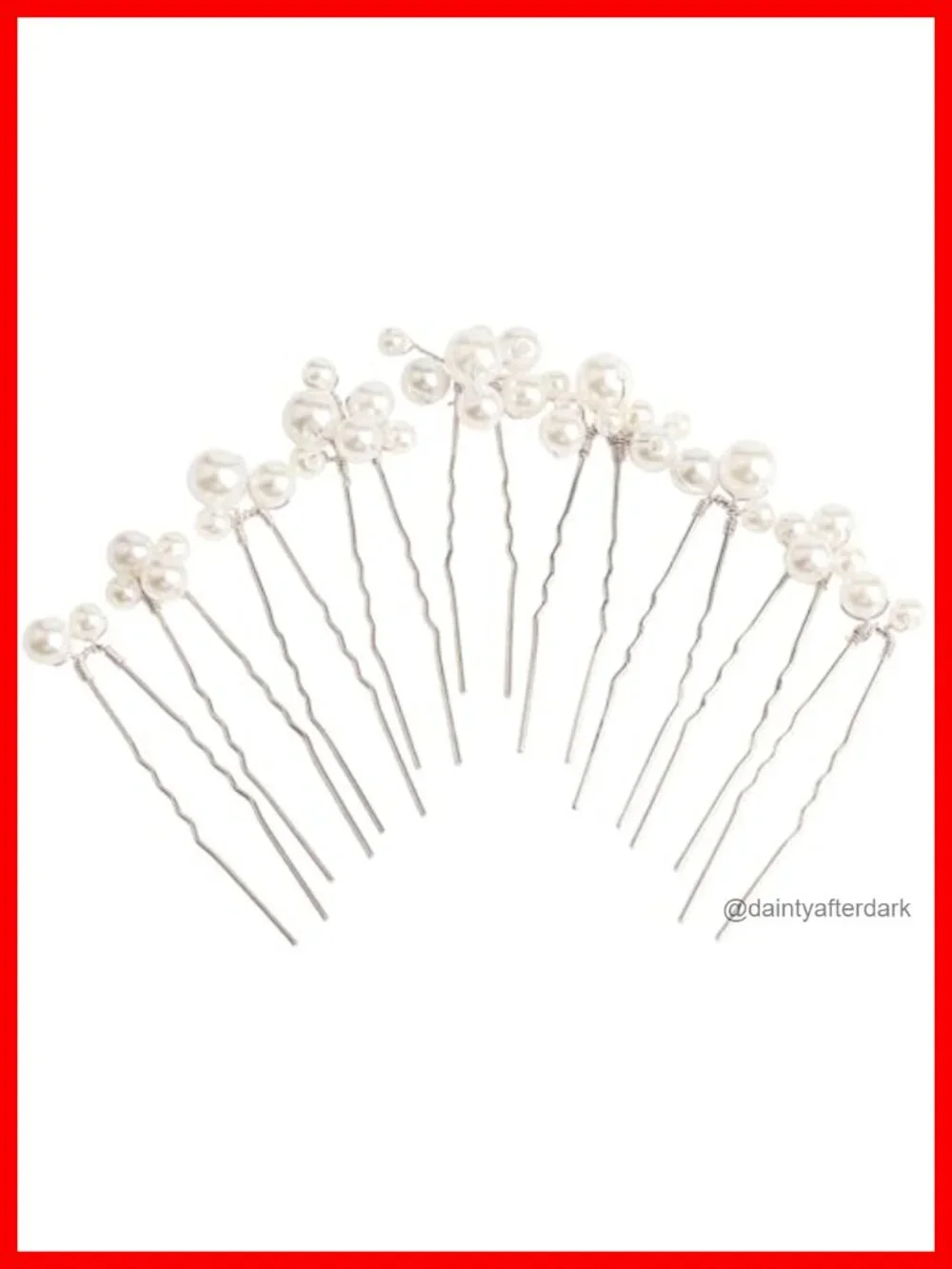 U Shaped Pearl Wedding Hair Pins, Set of 9 - Bridal Hair Accessories